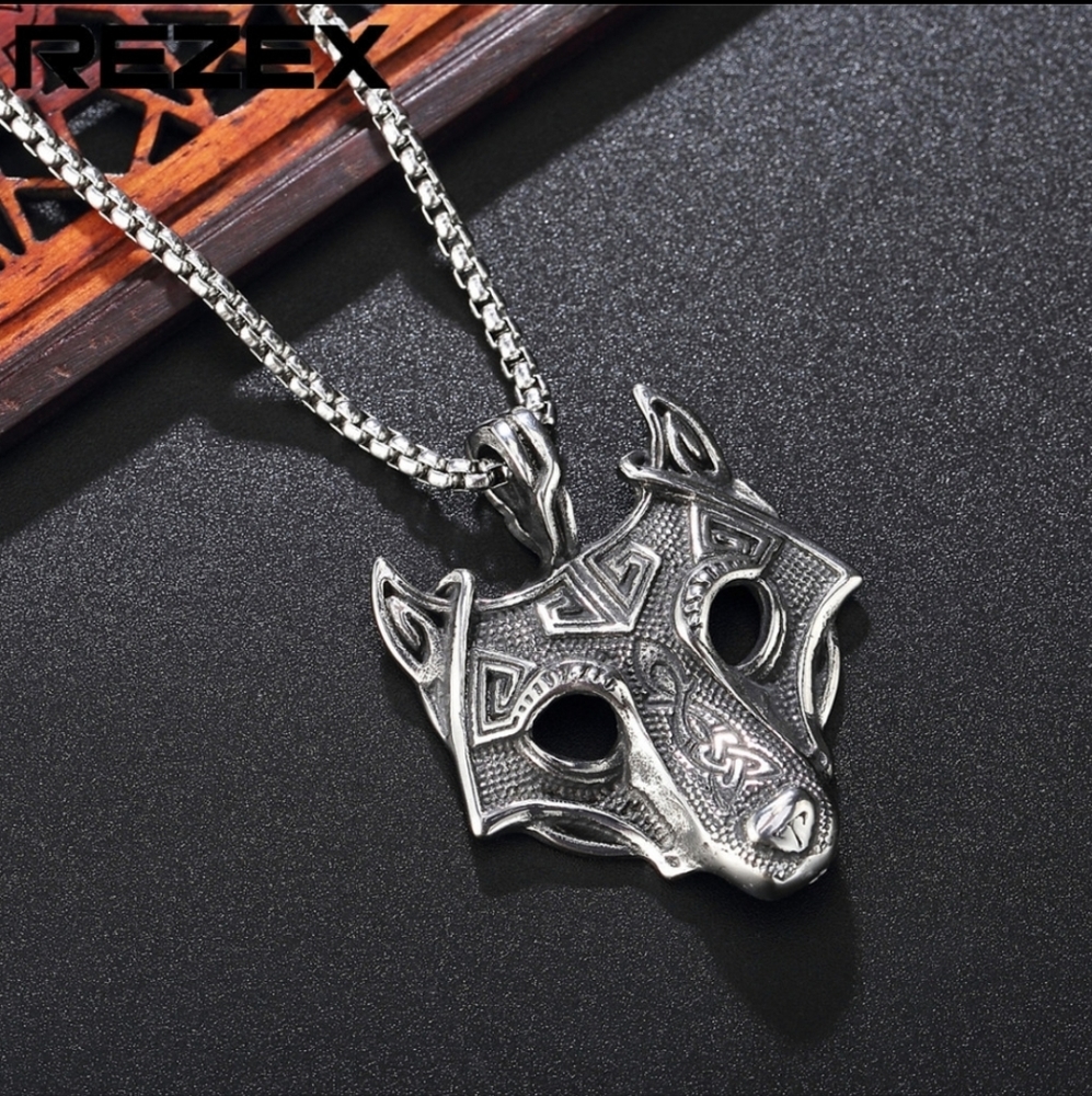 VIKING NORDIC WOLF NECKLACE - Picture 2 of 9